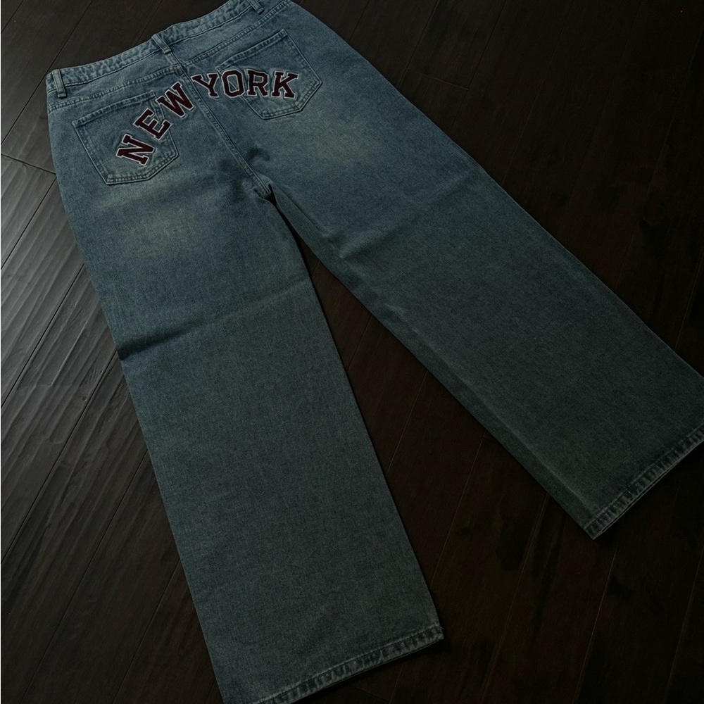 Blue Jeans with New York Embroidery